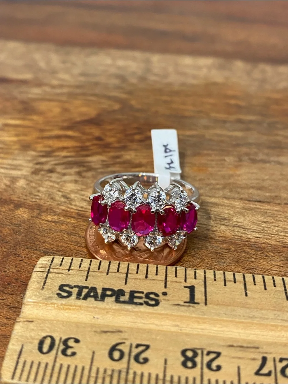 925 Sterling Silver Red And White CZ Ring